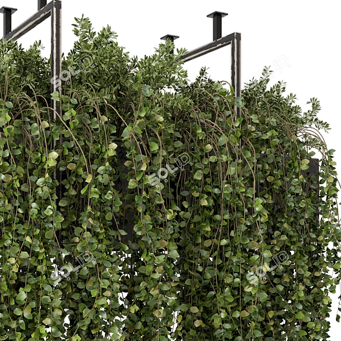 Elegant Hanging Greenery in Metal Box 3D model image 4