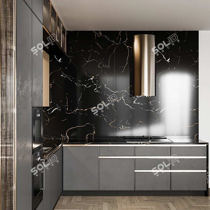 Sleek Modern Kitchen Set 3D model image 3