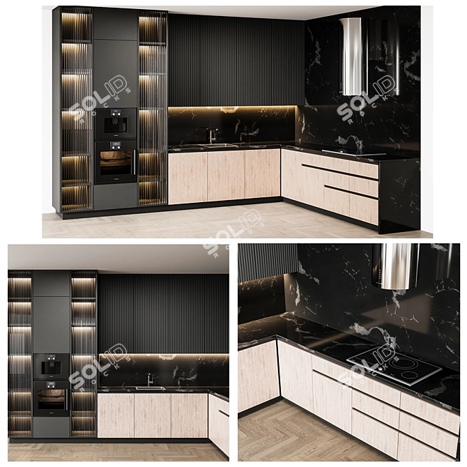 Sleek Modern Kitchen Set 3D model image 9