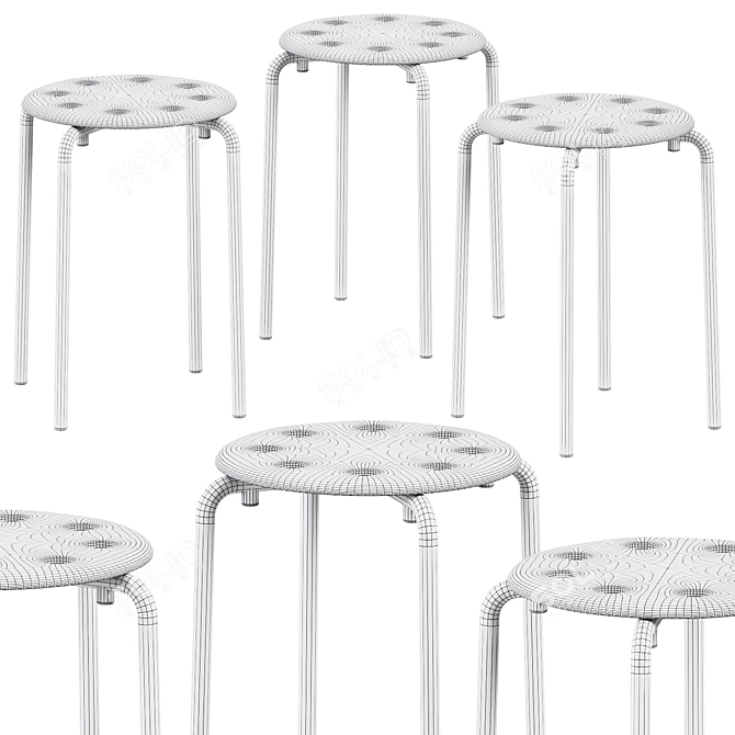 Stylish & Compact Marius Stool 3D model image 2