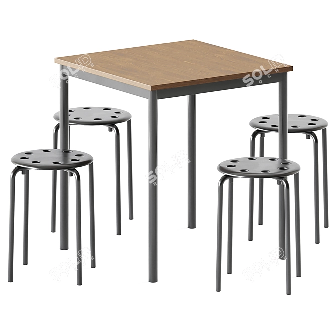 Contemporary Sandberg Table & Marius Stool 3D model image 1