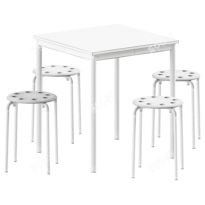 Contemporary Sandberg Table & Marius Stool 3D model image 2