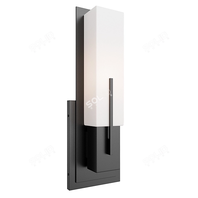 Bronze Wall Sconce with White Glass 3D model image 1