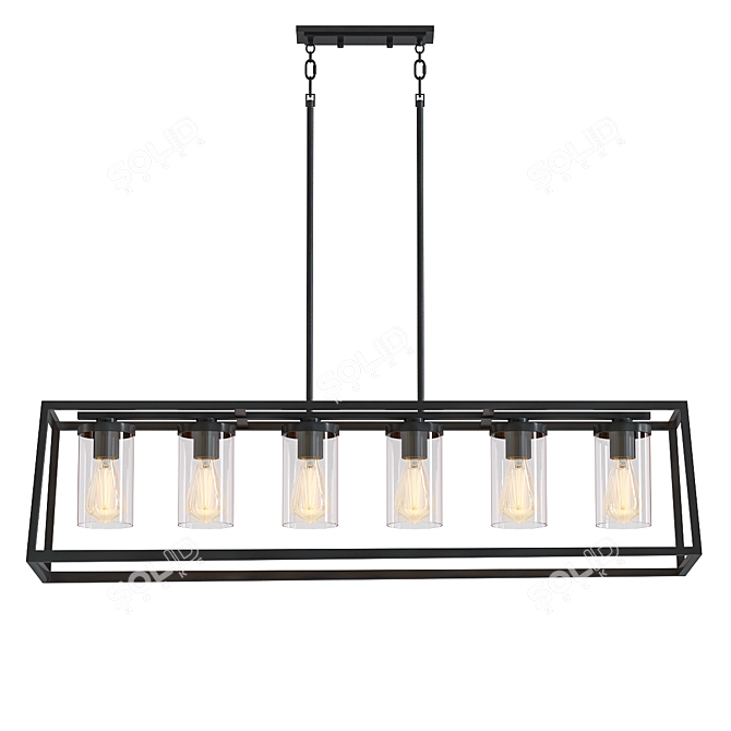 Industrial Black Pendant Light: Adjustable Height 3D model image 1