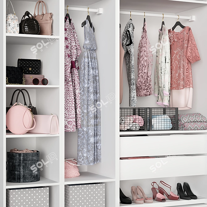 Modern Gray Ash Wardrobe 3D model image 3