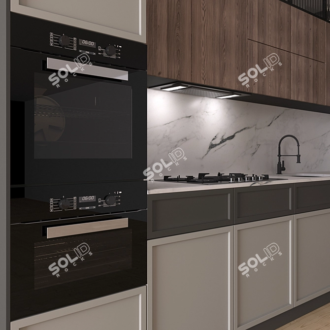 Modern Corner Kitchen With High Quality Materials 3D model image 3