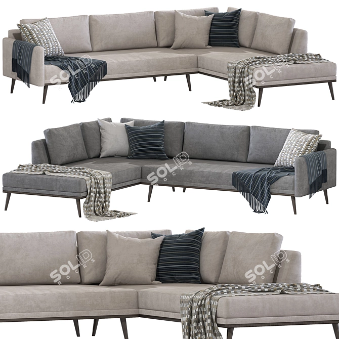 Modern 4-Seater Corner Sofa 3D model image 1