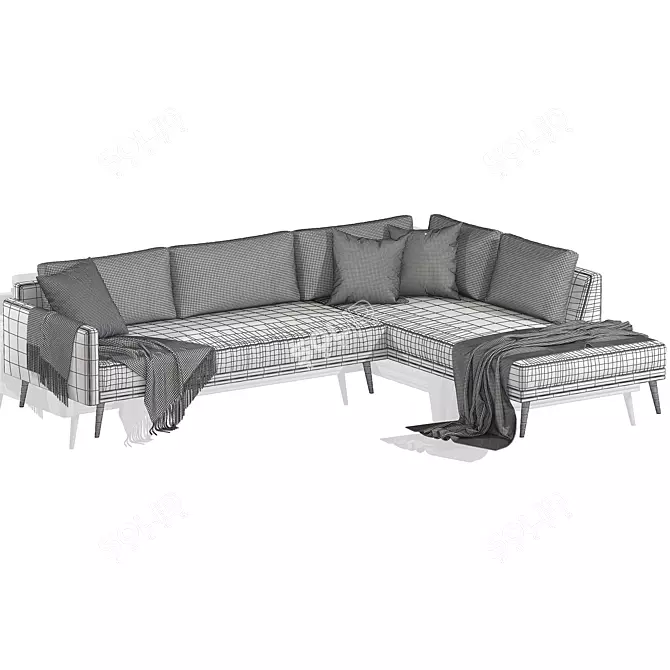 Modern 4-Seater Corner Sofa 3D model image 3