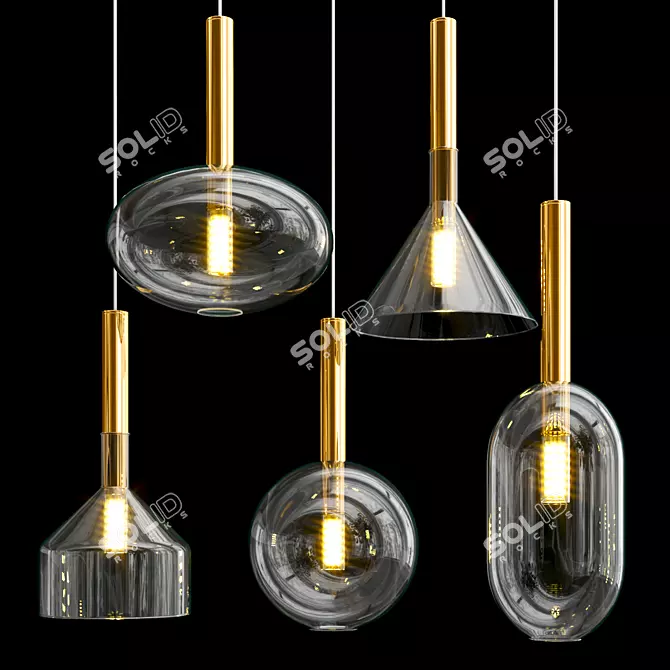 Alchimia Pendant Lights: Striking Metal and Glass Illumination 3D model image 1