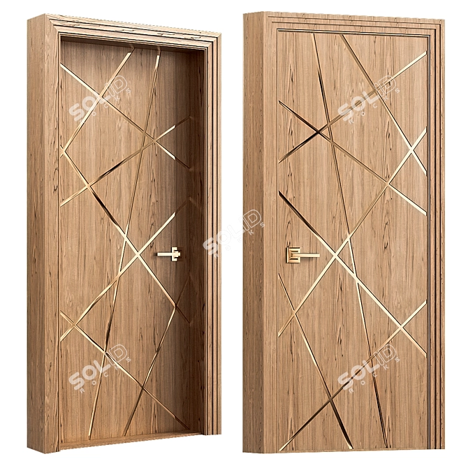 Elegant Wood Door Design 3D model image 1