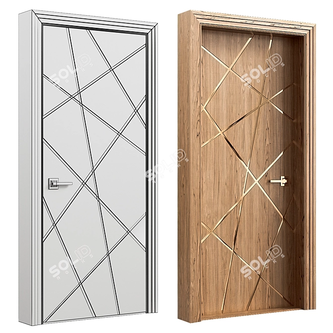 Elegant Wood Door Design 3D model image 2