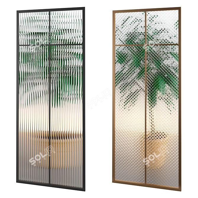 Title: Modular Glass Partitions Set 3D model image 3