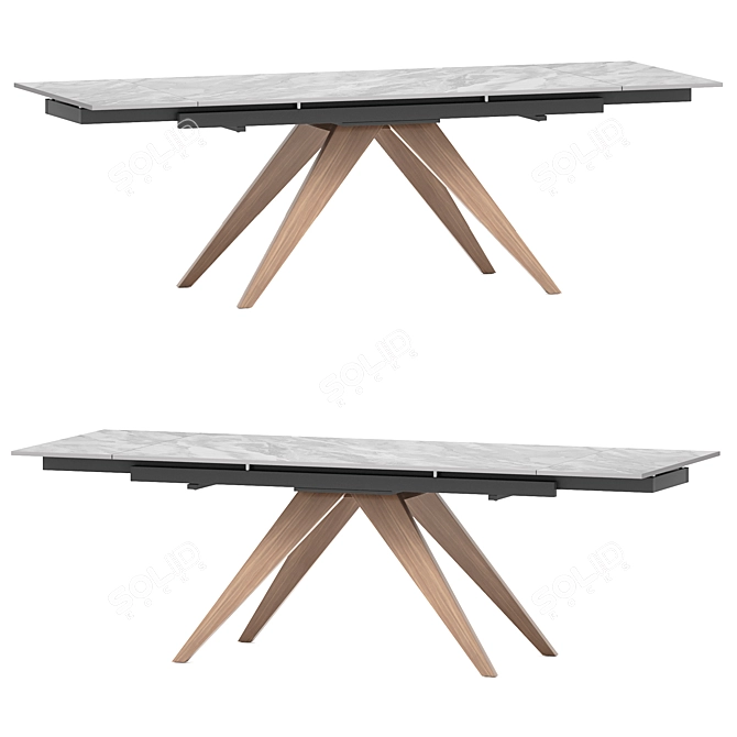 Valencia Extendable Table: Stylish Ceramic Coated Design 3D model image 1