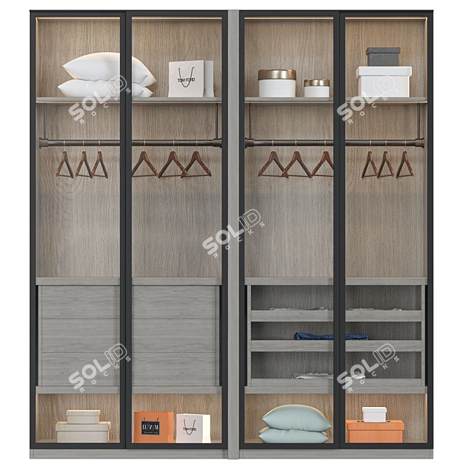 Sliding Door Wardrobe with Drawers - 3000x600xH2700 3D model image 1