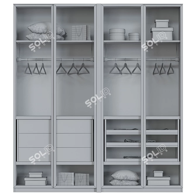 Sliding Door Wardrobe with Drawers - 3000x600xH2700 3D model image 3