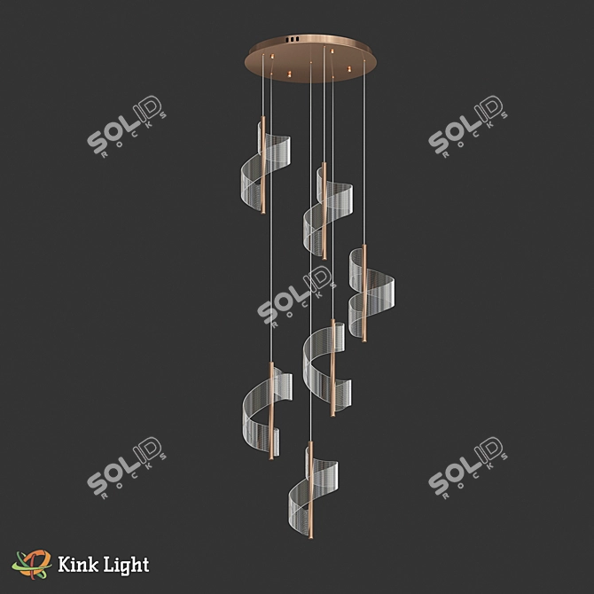 Golden Aura LED Pendant Light 3D model image 1