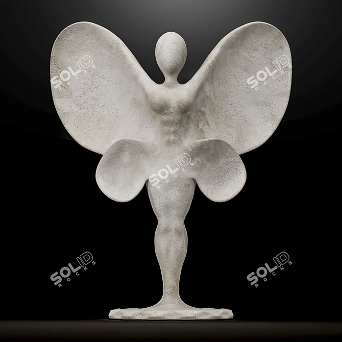 Italian Statuario Marble Butterfly Sculpture 3D model image 2