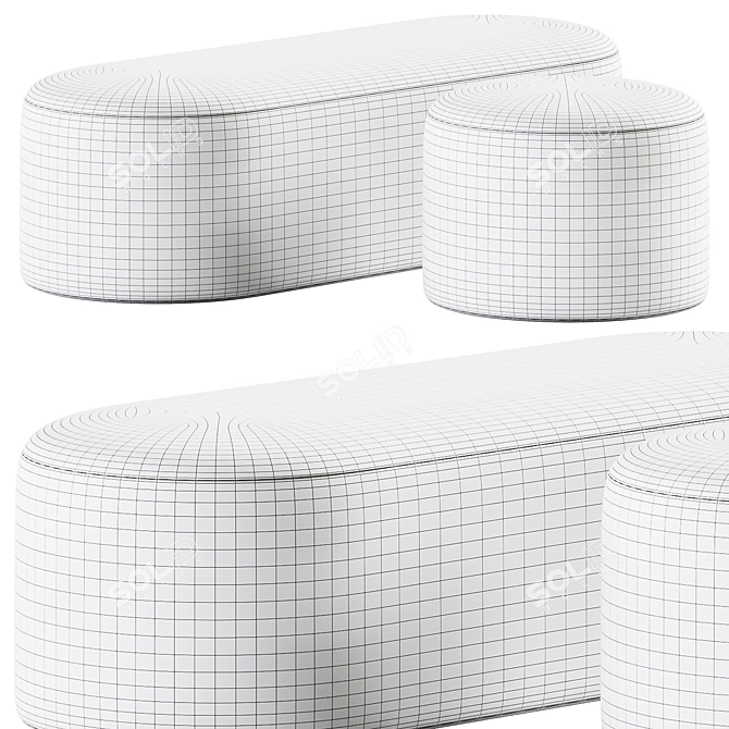 Modern Multi-Purpose Pouf & Bench 3D model image 2