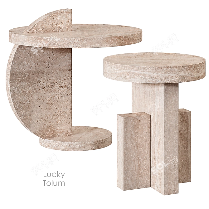 Travertine Coffee Table: Lucky Tolum Corner Design 3D model image 1