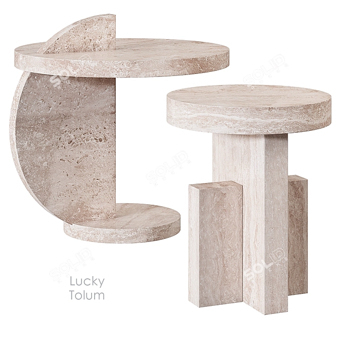 Travertine Coffee Table: Lucky Tolum Corner Design 3D model image 3