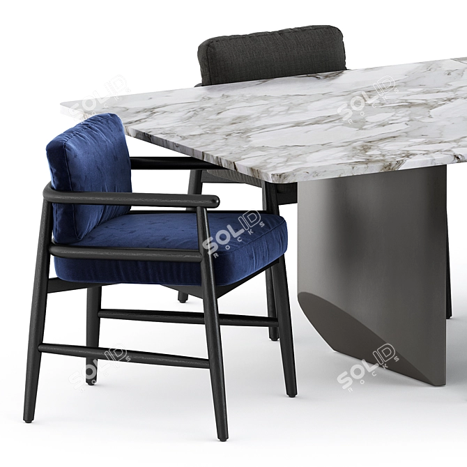 Elegant Teresina Chair & Wedge Table  3D model image 2