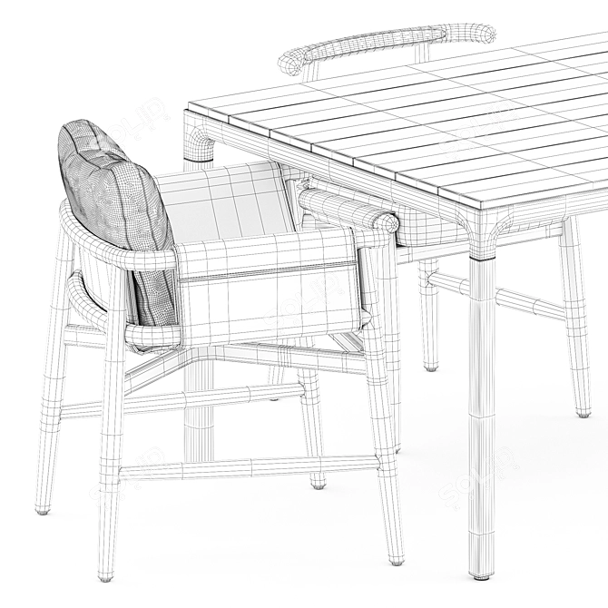 Elegant Teresina Chair & Wedge Table  3D model image 5