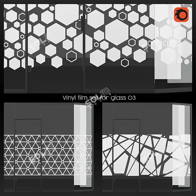 Glass Film Set: Stylish Vinyl Designs 3D model image 1