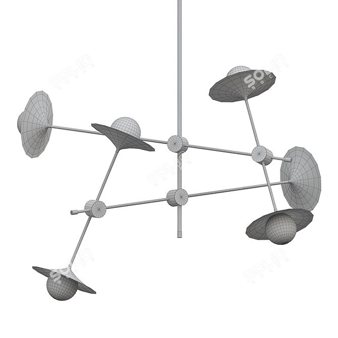 Contemporary Collared Baton Chandelier 3D model image 2