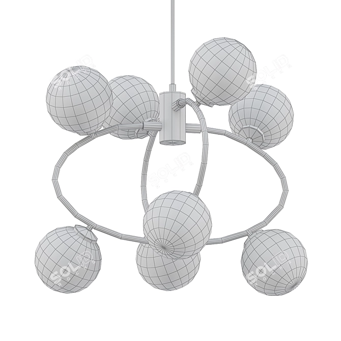 Modern Ring Chandelier | Milk Glass Shade | 8/12 Lights | Black/Gold | Pendant Light 3D model image 2