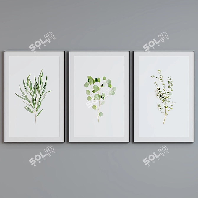 Modern Botanical Picture Frame Set 3D model image 2