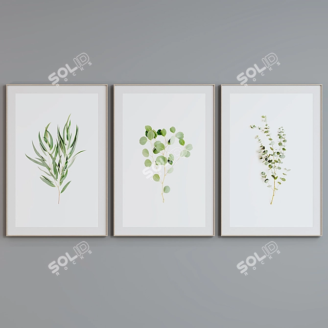 Modern Botanical Picture Frame Set 3D model image 3