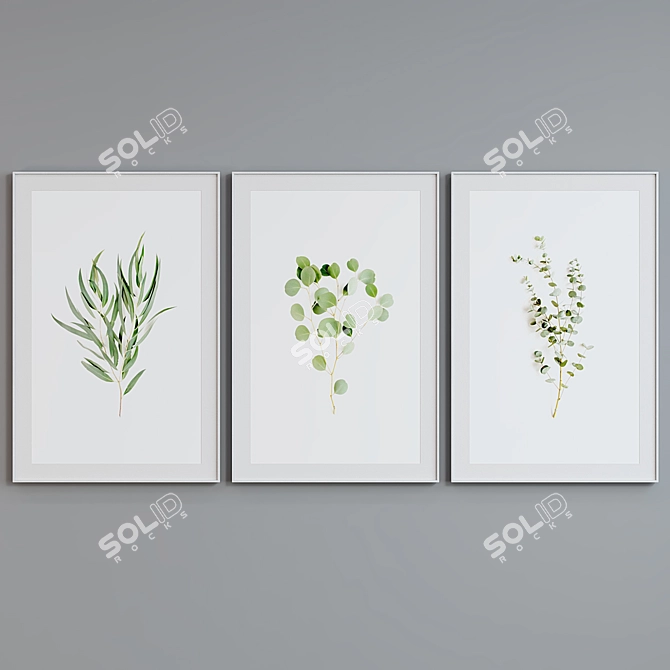 Modern Botanical Picture Frame Set 3D model image 4