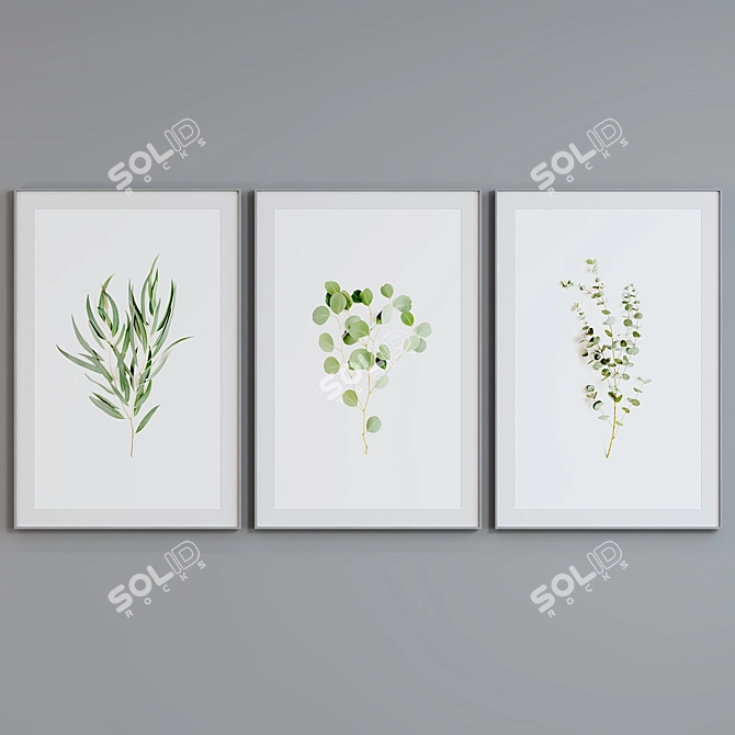 Modern Botanical Picture Frame Set 3D model image 5