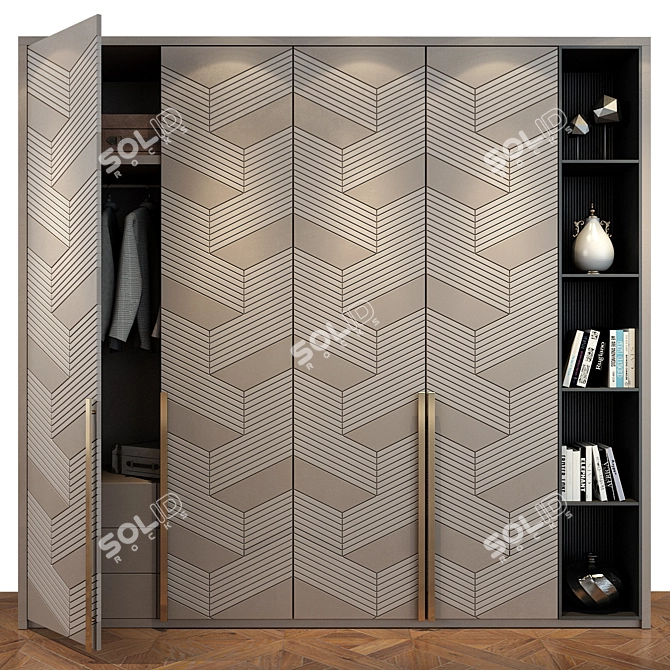 Geometric Illusion Freestanding Cabinet 3D model image 1