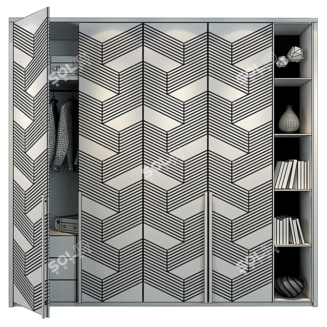 Geometric Illusion Freestanding Cabinet 3D model image 2