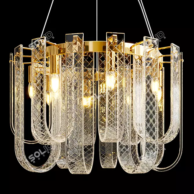 Elegant Metal and Glass Chandelier 3D model image 1