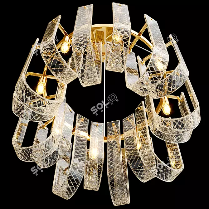 Elegant Metal and Glass Chandelier 3D model image 2