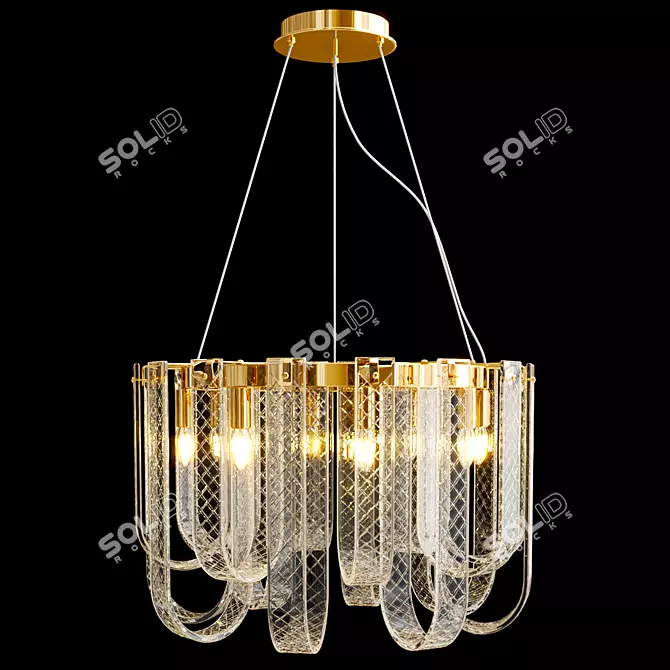 Elegant Metal and Glass Chandelier 3D model image 3