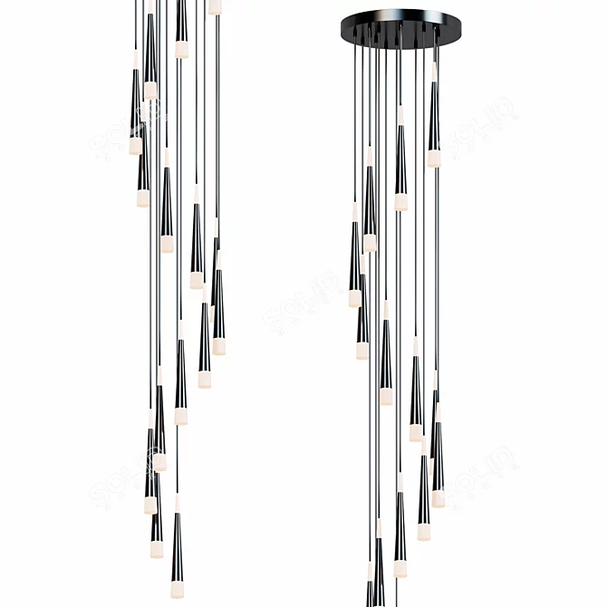 Modern Black LED Chandelier 3D model image 1