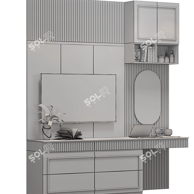 Modern TV Wall Unit: 2400x2800x520mm 3D model image 6