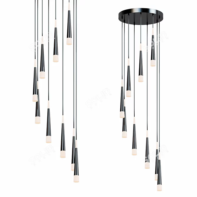 Modern Black LED Chandelier 3D model image 1