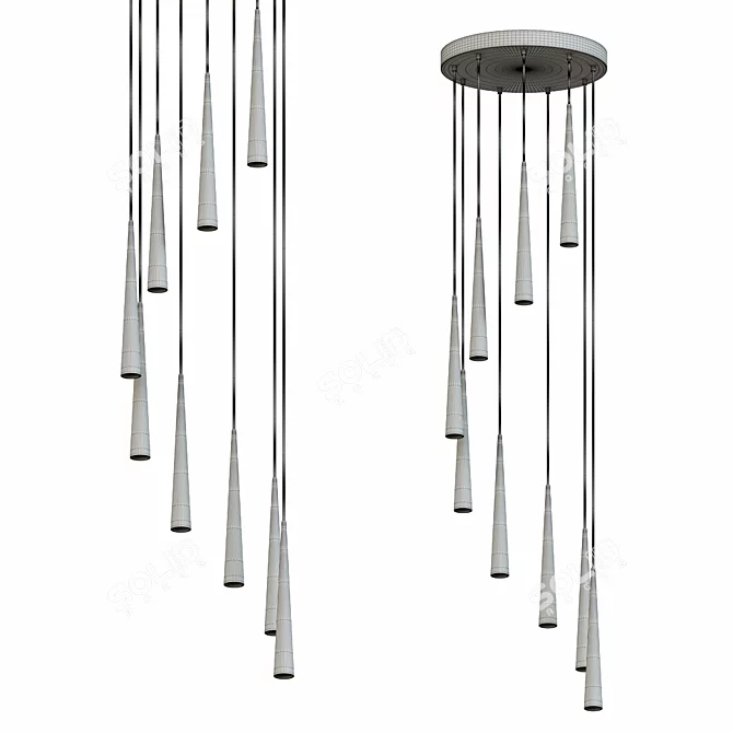 Modern Black LED Chandelier 3D model image 2