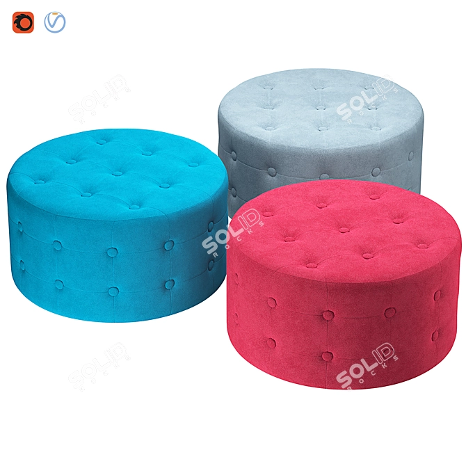 Velvet Pouffe Footstool  Tampa 3D model image 1