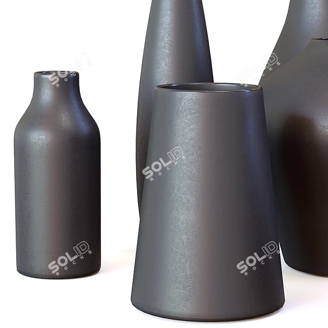 Sleek Black Ceramic Vases 3D model image 5