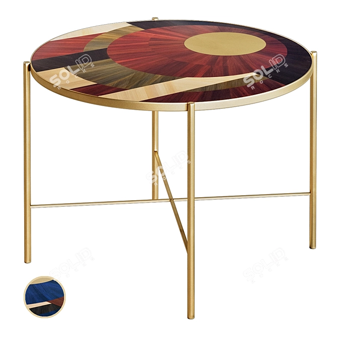 Solomia Straw Inlaid Coffee Table 3D model image 2