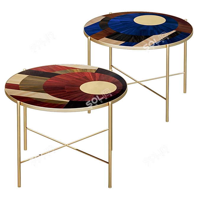 Solomia Straw Inlaid Coffee Table 3D model image 3