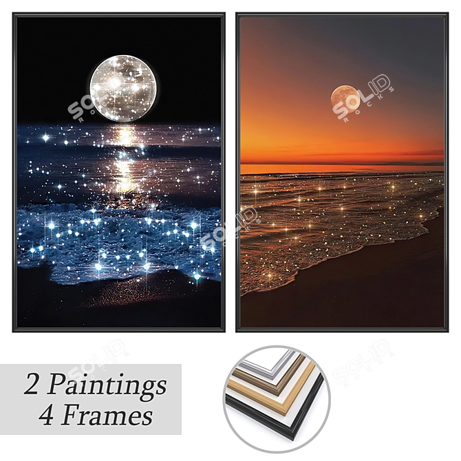 Elegant Art Prints with Various Frames 3D model image 1