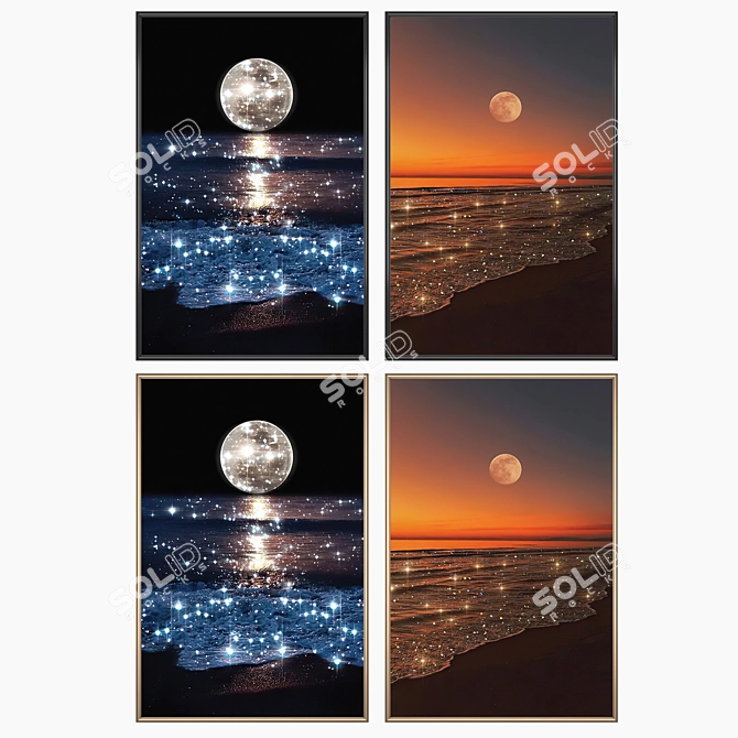 Elegant Art Prints with Various Frames 3D model image 2