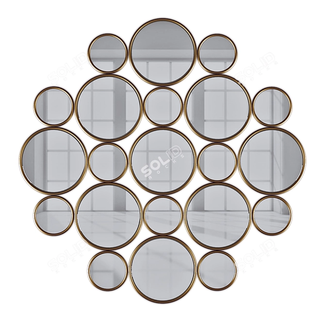 Elegant Circle Wall Mirror 3D model image 1