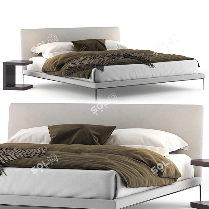Modern B&B Atoll Bed: Stylish & Sophisticated 3D model image 1